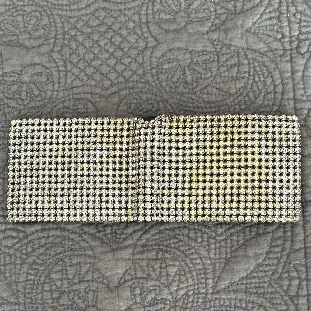 Vintage Crystal-Embellished Black Card Holder Wiesner hand set stones - Picture 5 of 12